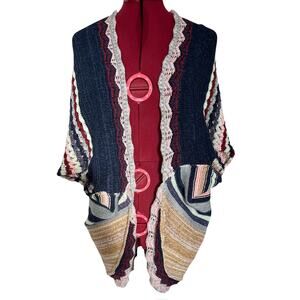 Anthropologie Moth Small Oversized Boho Grandma Kearny Crotchet Open‎ Cardigan